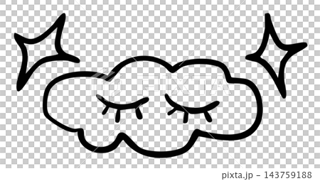 Hand drawn sleeping cloud outline for bedtime, season, sticker, weather, sunny, summer vibes, season, temperature, nature, garden, sky and cloud, pin, print, icon, outdoors, park, picnic, pimple patch 143759188