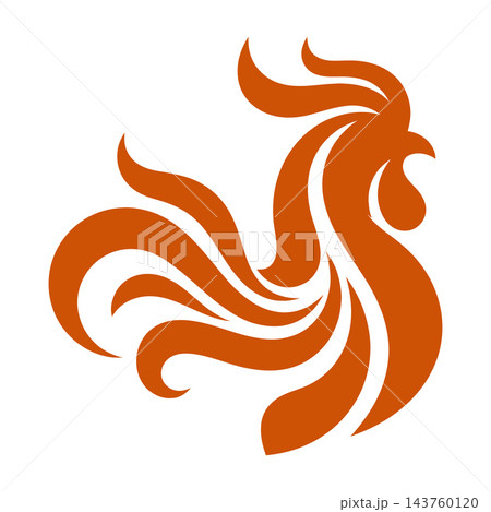 Stylized orange rooster logo with flowing...のイラスト素材 [143760120] - PIXTA