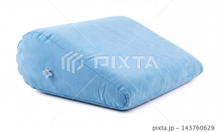 Blue Inflatable Wedge Pillow for Leg Elevation and Back Support Isolated on White 143760629