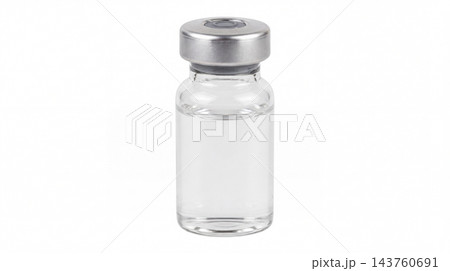 Medical Glass Vial with Clear Liquid Isolated on White Background Medical Glass Vial with Clear Liquid Isolated on White Background 143760691
