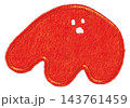 おどろいた顔の赤いフェルトの刺しゅうワッペン 143761459