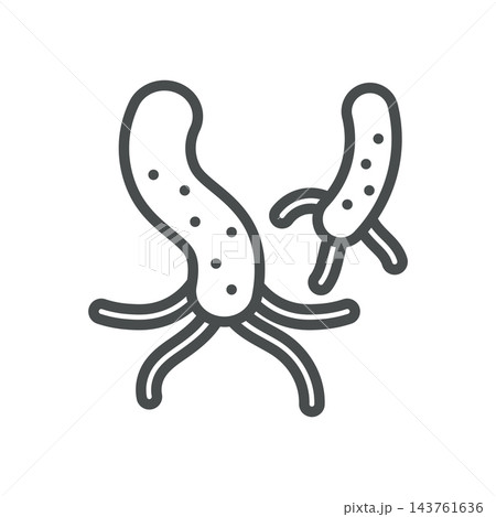 Helicobacter Pylori Icon. Stomach Bacteria Flagella. Thin Line Medical Vector Illustration. Isolated Outline Symbol Helicobacter Pylori Icon. Stomach Bacteria Flagella. Thin Line Medical Vector Illustration. Isolated Outline Symbol 143761636