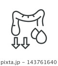 Leaky Gut Icon. Intestinal Permeability Drops Arrows. Thin Line Medical Vector Illustration. Isolated Outline Symbol 143761640