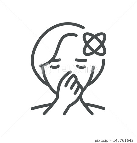Nausea Icon. Queasy Person Hand Covering Mouth. Thin Line Medical Vector Illustration. Isolated Symptom Outline Symbol Nausea Icon. Queasy Person Hand Covering Mouth. Thin Line Medical Vector Illustration. Isolated Symptom Outline Symbol 143761642