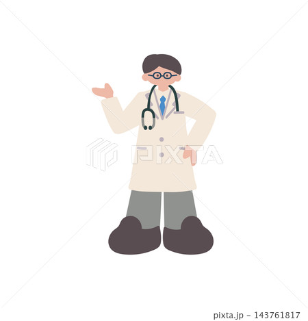 医師男性医者手描きベクターイラスト 医師男性医者手描きベクターイラスト 143761817