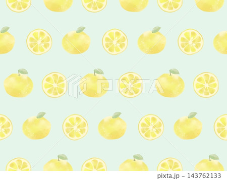 水彩で描いたシームレスな柚子の背景イラスト 水彩で描いたシームレスな柚子の背景イラスト 143762133