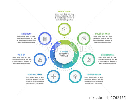 Seven Options Infographic Template With Puzzle Diagram Seven Options Infographic Template With Puzzle Diagram 143762325