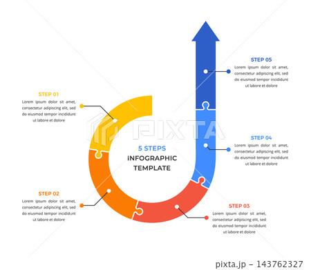Five Step Infographic Template With Jigsaw Arrow Diagram Five Step Infographic Template With Jigsaw Arrow Diagram 143762327