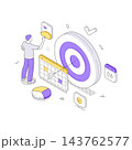 Man Planning A Business Strategy With A Target And Calendar Isometric Vector Illustration 143762577
