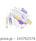 Team Analyzing Financial Data Charts For Business Growth Isometric Vector Illustration 143762578