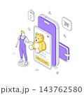 Woman Shopping Online For A Teddy Bear Toy On A Smartphone Isometric Vector Illustration 143762580