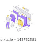 Man Choosing Clothes In An Online Fashion Store On A Computer Isometric Vector Illustration 143762581