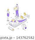 Man Delivering A Package To A Woman For An Online Order Isometric Vector Illustration 143762582