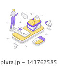 Man Shopping For Groceries Online Using A Mobile Phone App Isometric Vector Illustration 143762585