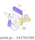 Man Using A Calculator For Financial Planning And Budgeting Isometric Vector Illustration 143762586