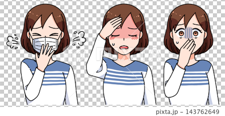 Illustration set of a woman who is in poor physical condition Illustration set of a woman who is in poor physical condition 143762649
