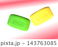 Green yellow soap for cleaning on red white gradient 143763085