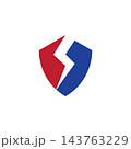 Shield logo icon with lightning bolt 143763229