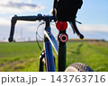 Rear bike light on gravel bicycle in countryside 143763716