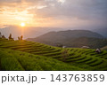 Sunset over Green Terraced Rice Fields at Pa Bong Piang 143763859