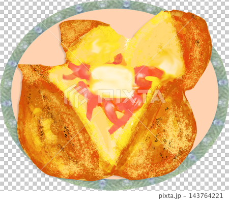 A hand-drawn watercolor-style illustration of "squid, butter, and potato." A hand-drawn watercolor-style illustration of "squid, butter, and potato." 143764221
