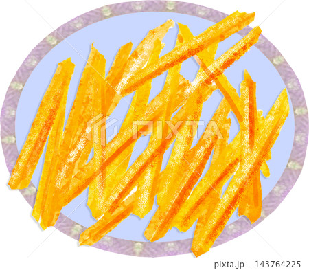 手描き風 チョークアートのような質感の芋けんぴ イラスト 手描き風 チョークアートのような質感の芋けんぴ イラスト 143764225
