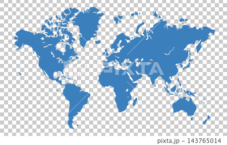 Blue world map silhouette, isolated illustration 143765014