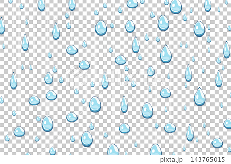 Cartoon blue raindrops pattern, isolated illustration Cartoon blue raindrops pattern, isolated illustration 143765015