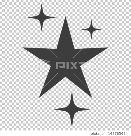 Dark gray star with three sparkles, isolated illustration Dark gray star with three sparkles, isolated illustration 143765454