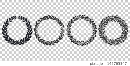Black laurel wreath set, isolated illustration 143765547