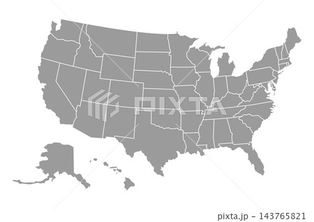 Gray USA map silhouette, isolated illustration Gray USA map silhouette, isolated illustration 143765821