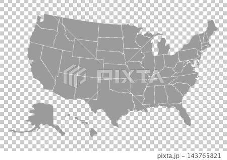 Gray USA map silhouette, isolated illustration Gray USA map silhouette, isolated illustration 143765821