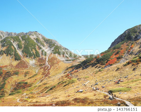 富山県 一の越へ続く登山道と紅葉の雄山 10月 富山県 一の越へ続く登山道と紅葉の雄山 10月 143766151