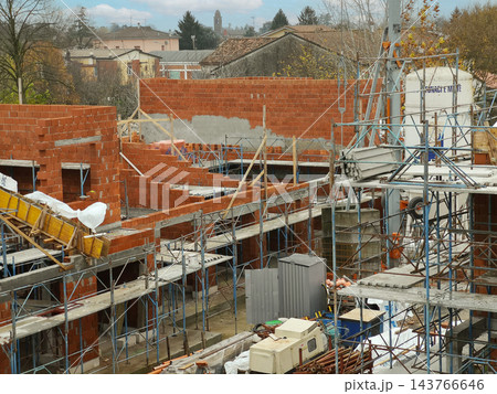 Building construction site developing urban residential housing 143766646