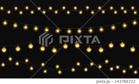 Glowing garlands with gold light bulbs xmas set Glowing garlands with gold light bulbs xmas set 143766722