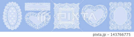 Vintage white lace doily frames with floral border Vintage white lace doily frames with floral border 143766775
