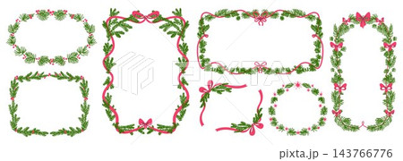Elegant Christmas border set isolated on white 143766776