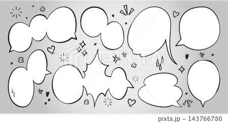 Comic speech bubbles in various shapes and forms Comic speech bubbles in various shapes and forms 143766780