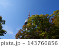 Famous N Seoul Tower landmark and urban skyline view from Namsan Mountain 143766856
