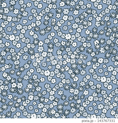 Blue Ditsy Floral Calico Pattern Blue Ditsy Floral Calico Pattern 143767331