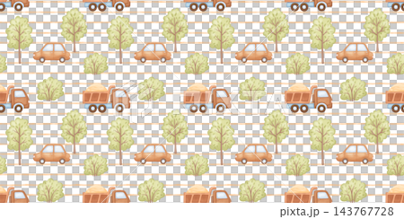 Watercolour seamless pattern with cute fire truck, car, trees. Striped repeating backdrop for kids carpet and baby fabric, boy motif Watercolour seamless pattern with cute fire truck, car, trees. Striped repeating backdrop for kids carpet and baby fabric, boy motif 143767728