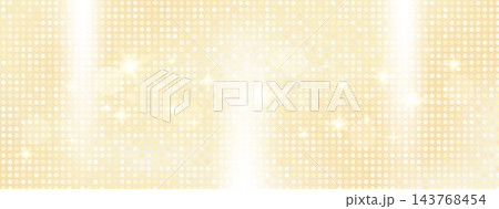 Soft delicate glitter gradient background with beige sequin dots and champagne glow. Gold glam sparkle in vertical beams for Christmas eve banner. Vector shimmer wall with delicate glitter texture 143768454