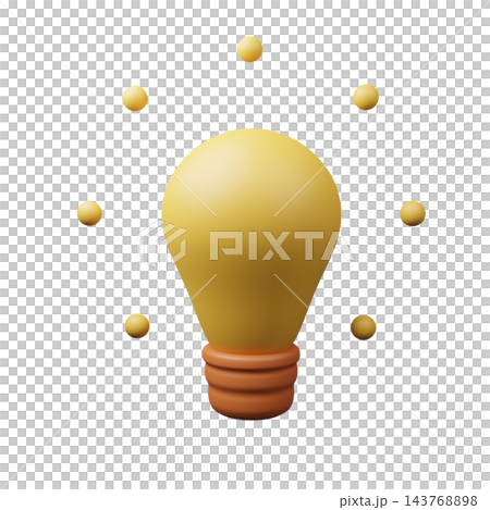 Yellow 3D light bulb idea icon, isolated...のイラスト素材 [143768898] - PIXTA