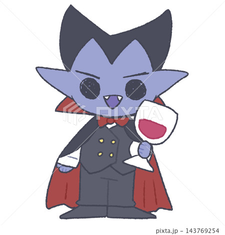 ハロウィンのかわいい吸血鬼の手描きイラスト 143769254