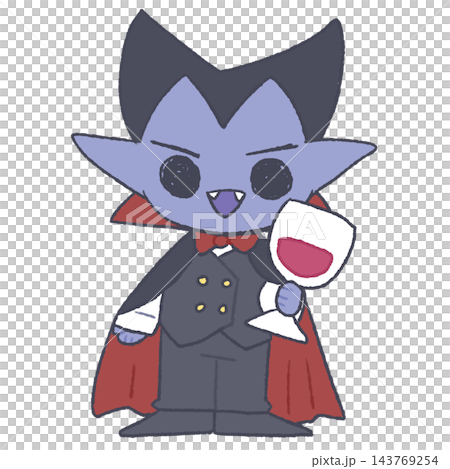 ハロウィンのかわいい吸血鬼の手描きイラスト 143769254