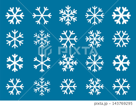 Blue linear snowflakes bundle icons set 143769295