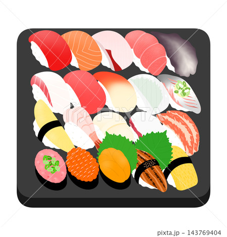 すしの日_美味しそうなお寿司のイラスト すしの日_美味しそうなお寿司のイラスト 143769404
