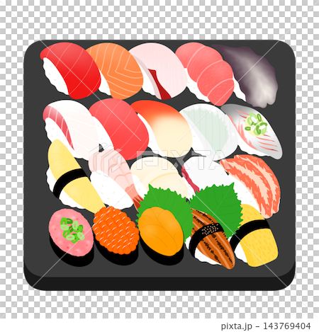 すしの日_美味しそうなお寿司のイラスト すしの日_美味しそうなお寿司のイラスト 143769404