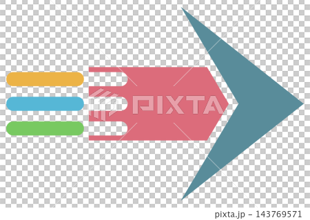 Red process arrow with color bars, isolated illustration Red process arrow with color bars, isolated illustration 143769571
