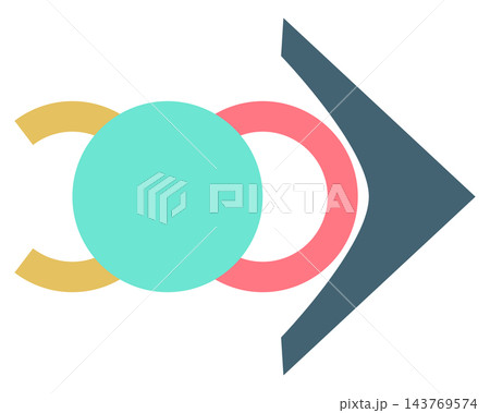 Abstract round logo with arrow, isolated illustration 143769574